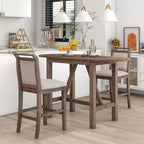 3 Piece Wood Folding Dining Table Set Drop Leaf Table with 2 Padded Counter Height Dining Chairs for Small Place
