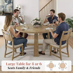 Set tavolo da pranzo rotondo in legno massello AMERLIFE per 4 persone, set da pranzo a 5 pezzi in stile metà secolo con sedie imbottite, design salvaspazio, montaggio facile