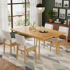Set da pranzo Polibi Modern a 5 pezzi con tavolo in legno massello e 4 sedie imbottite in lino