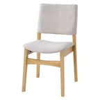 Set da pranzo Polibi Modern a 5 pezzi con tavolo in legno massello e 4 sedie imbottite in lino