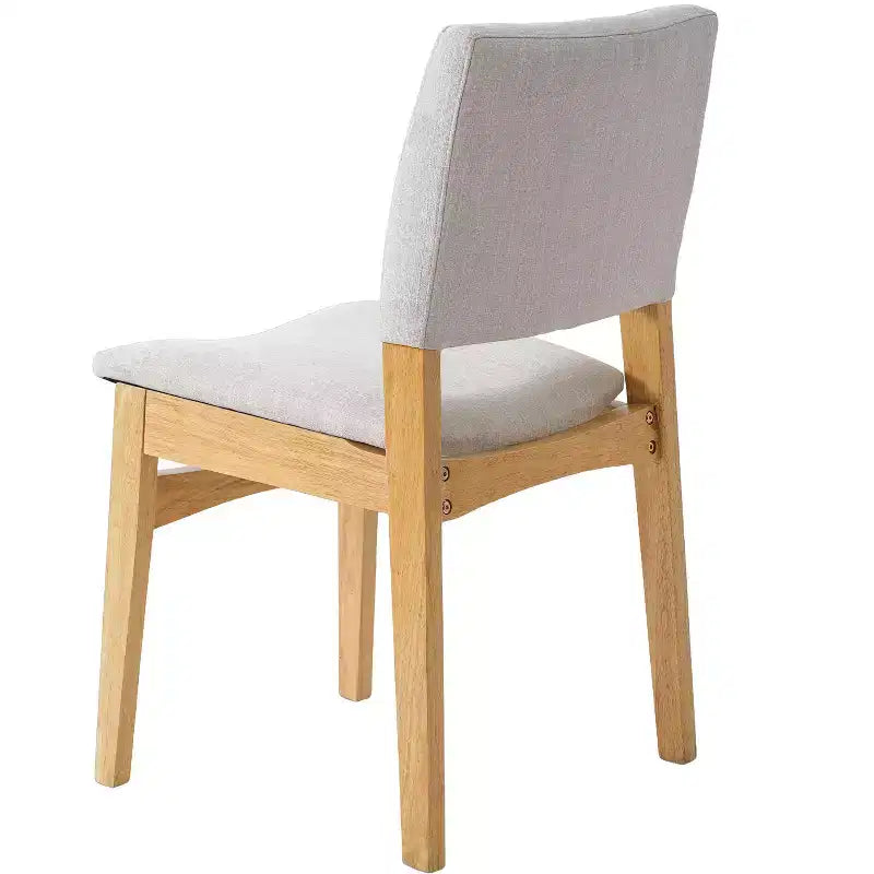 Set da pranzo Polibi Modern a 5 pezzi con tavolo in legno massello e 4 sedie imbottite in lino