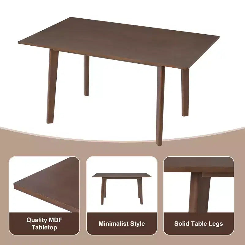 Set da pranzo Polibi Modern a 5 pezzi con tavolo in legno massello e 4 sedie imbottite in lino