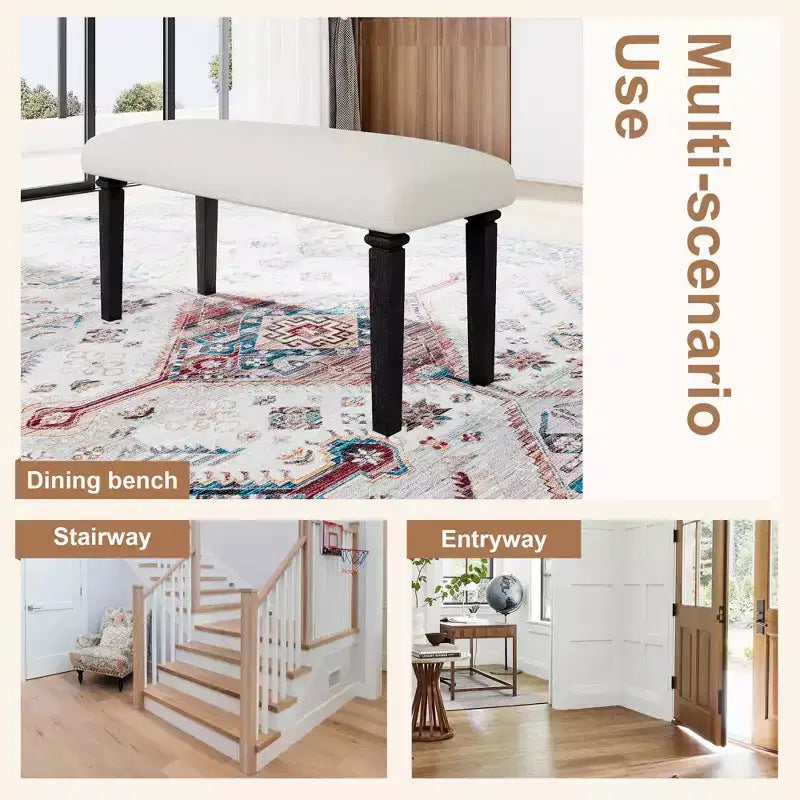 Set da pranzo retro 6 pezzi GDFStudio Griffin con tavolo rettangolare in legno, 4 sedie e panca
