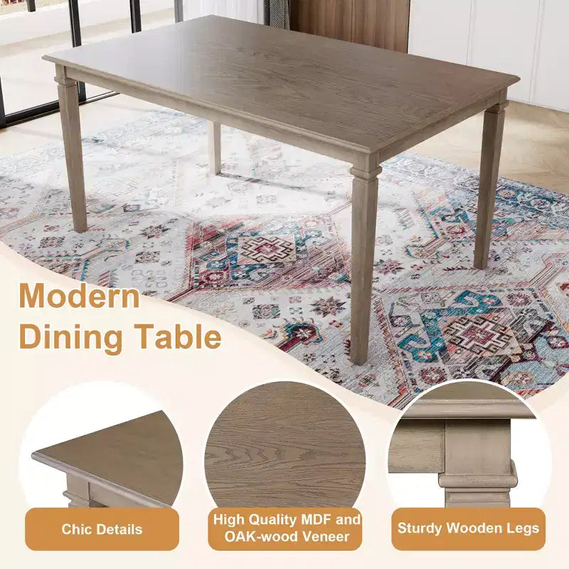 Set da pranzo retro 6 pezzi GDFStudio Griffin con tavolo rettangolare in legno, 4 sedie e panca