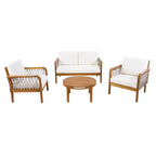 Set da esterno 4 pezzi Christopher Knight Home Yuna in stile rustico in legno di acacia con tavolo rotondo a doghe