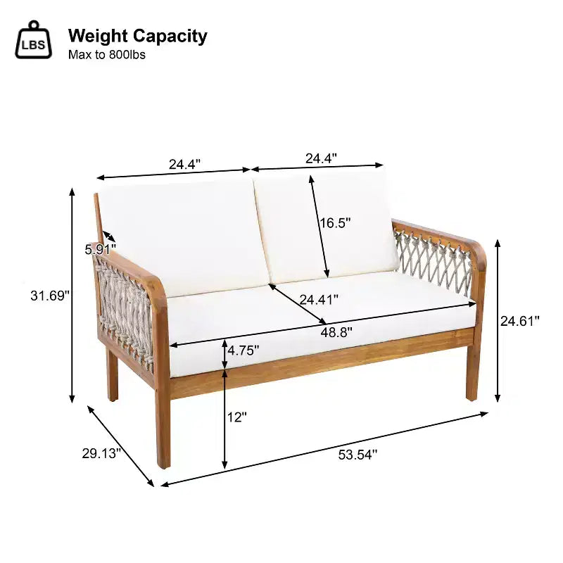 Set da esterno 4 pezzi Christopher Knight Home Yuna in stile rustico in legno di acacia con tavolo rotondo a doghe