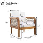 Set da esterno 4 pezzi Christopher Knight Home Yuna in stile rustico in legno di acacia con tavolo rotondo a doghe