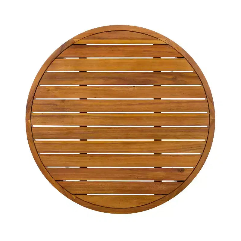 Set da esterno 4 pezzi Christopher Knight Home Yuna in stile rustico in legno di acacia con tavolo rotondo a doghe