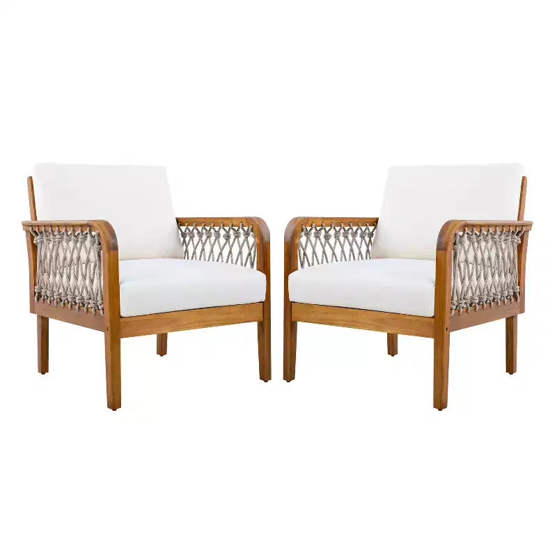 Set da esterno 4 pezzi Christopher Knight Home Yuna in stile rustico in legno di acacia con tavolo rotondo a doghe