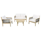 Set da esterno 4 pezzi Christopher Knight Home Yuna in stile rustico in legno di acacia con tavolo rotondo a doghe