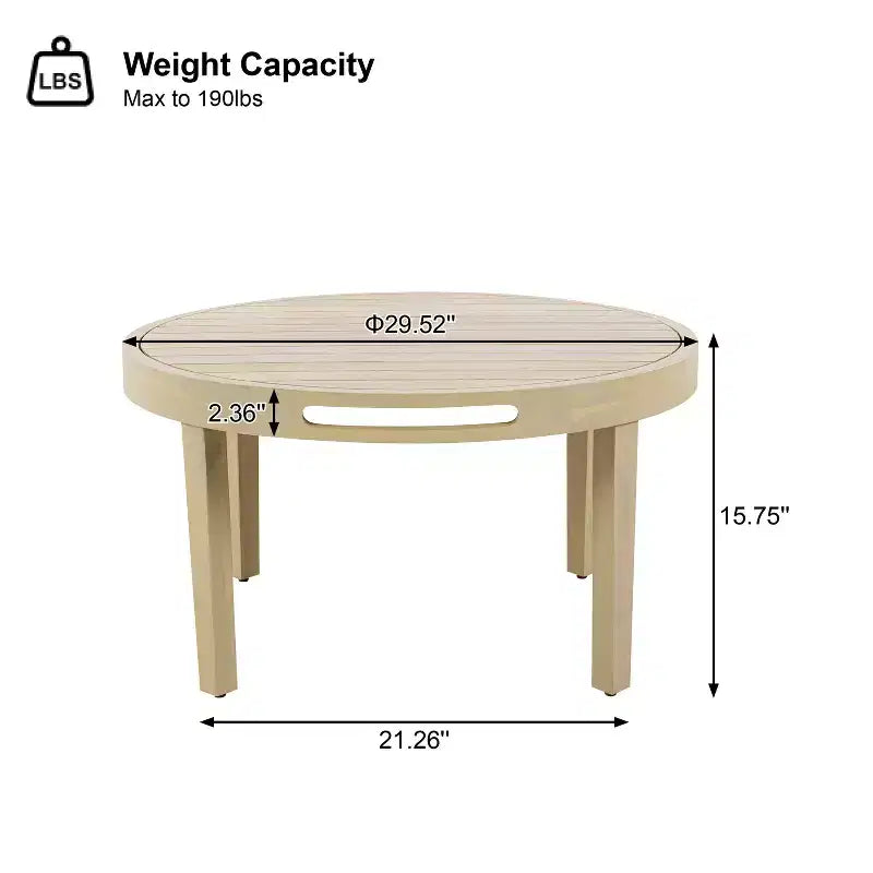 Set da esterno 4 pezzi Christopher Knight Home Yuna in stile rustico in legno di acacia con tavolo rotondo a doghe