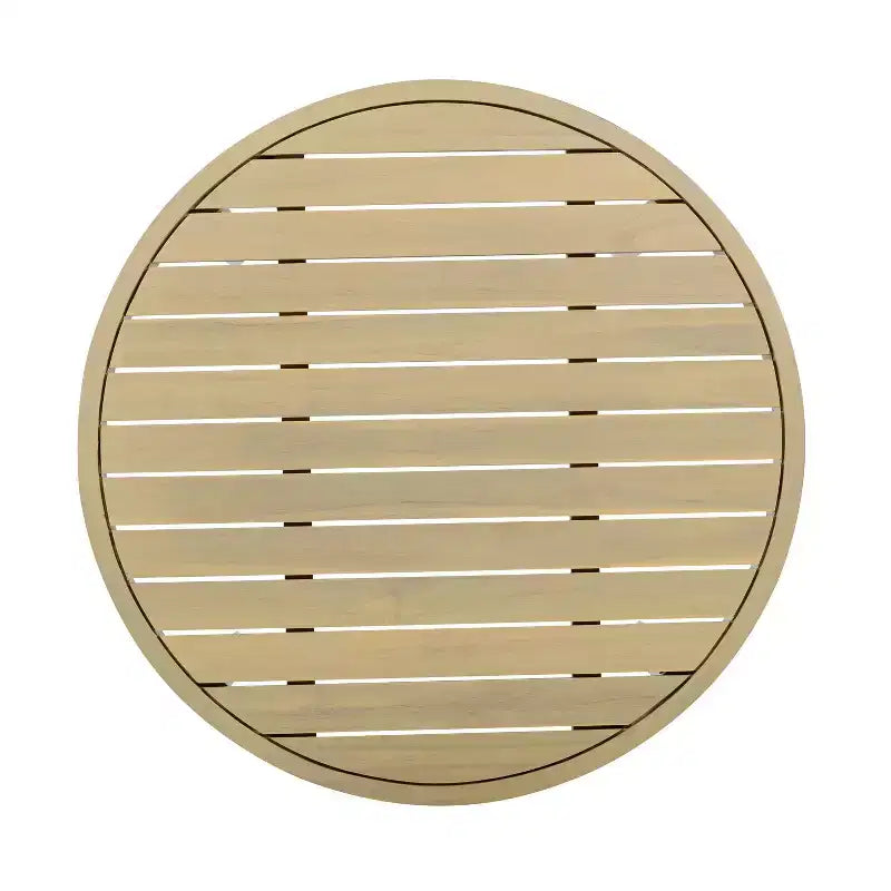 Set da esterno 4 pezzi Christopher Knight Home Yuna in stile rustico in legno di acacia con tavolo rotondo a doghe