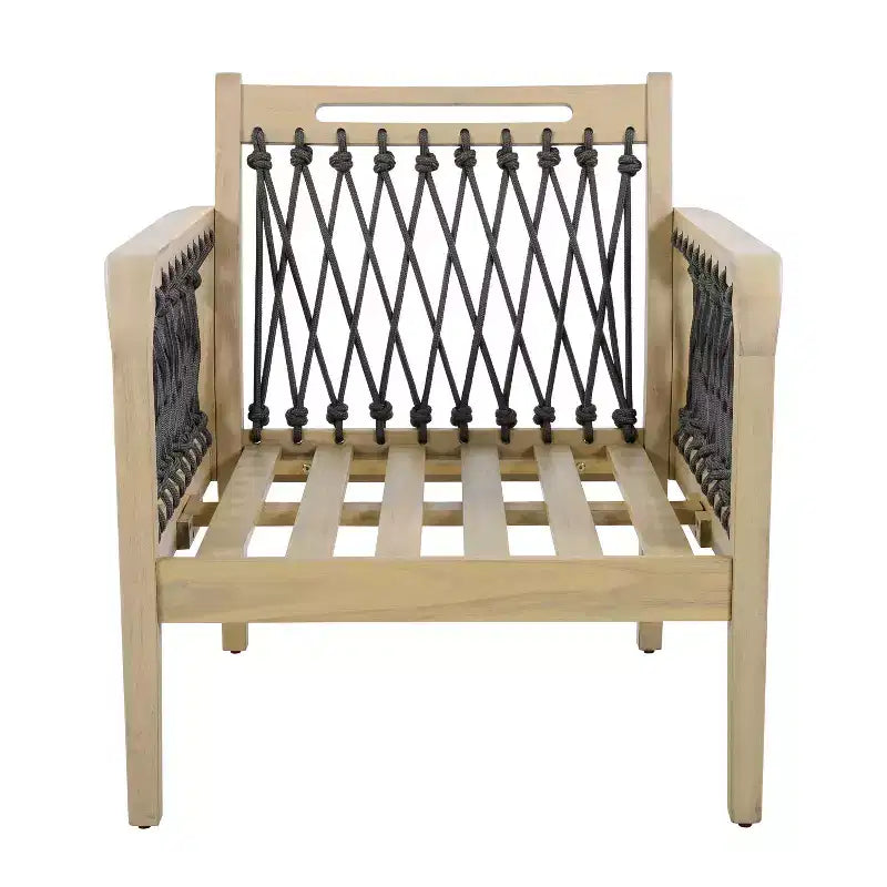 Set da esterno 4 pezzi Christopher Knight Home Yuna in stile rustico in legno di acacia con tavolo rotondo a doghe