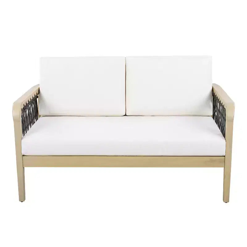 Set da esterno 4 pezzi Christopher Knight Home Yuna in stile rustico in legno di acacia con tavolo rotondo a doghe