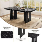GDFStudio Griffin Set da Pranzo Moderno da 6 Pezzi con Tavolo Effetto Marmo da 63", 4 Sedie e 1 Panca