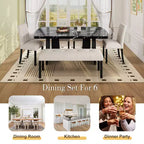GDFStudio Griffin Set da Pranzo Moderno da 6 Pezzi con Tavolo Effetto Marmo da 63", 4 Sedie e 1 Panca