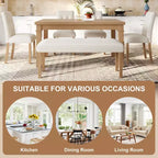 Set da pranzo moderno GDFStudio Jordan da 6 pezzi con tavolo rettangolare, 4 sedie imbottite e panca