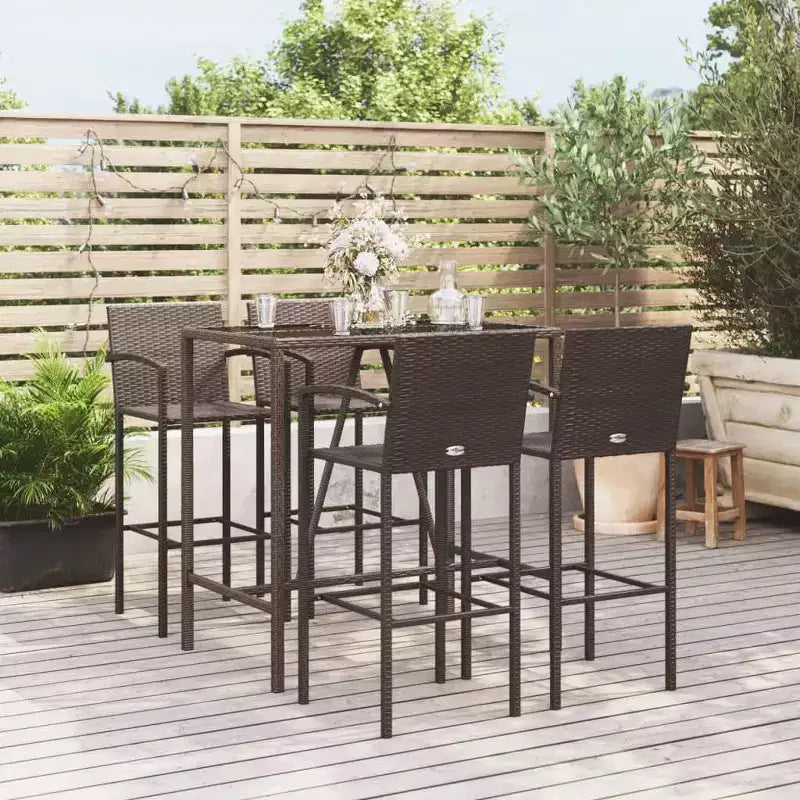 Set bar da giardino trendy vidaXL in rattan e vetro