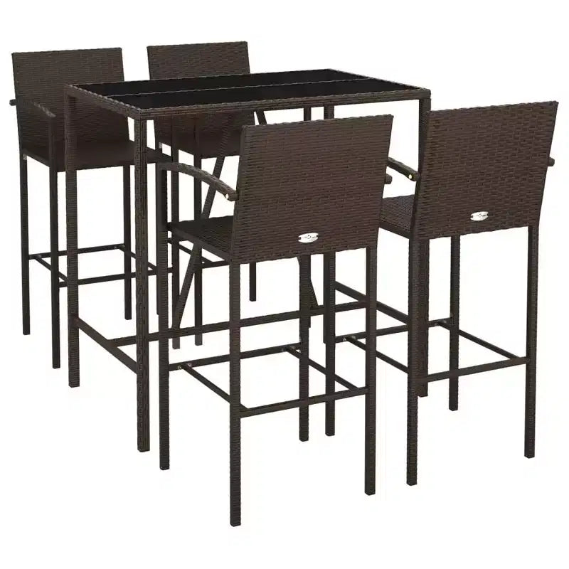 Set bar da giardino trendy vidaXL in rattan e vetro