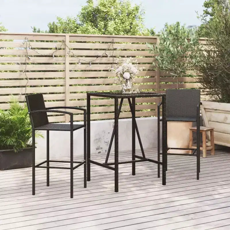 Set bar da giardino trendy vidaXL in rattan e vetro