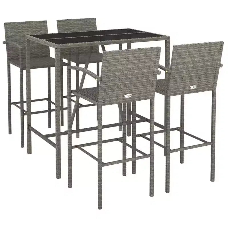Set bar da giardino trendy vidaXL in rattan e vetro