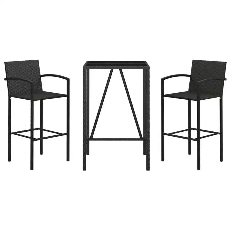 Set bar da giardino trendy vidaXL in rattan e vetro