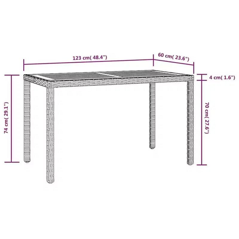 Set da pranzo da giardino vidaXL, tavolo e sedie da esterno in polyrattan e legno di acacia