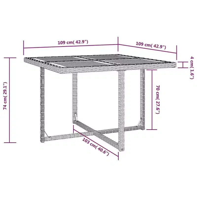 Set da pranzo da giardino vidaXL, tavolo e sedie da esterno in polyrattan e legno di acacia