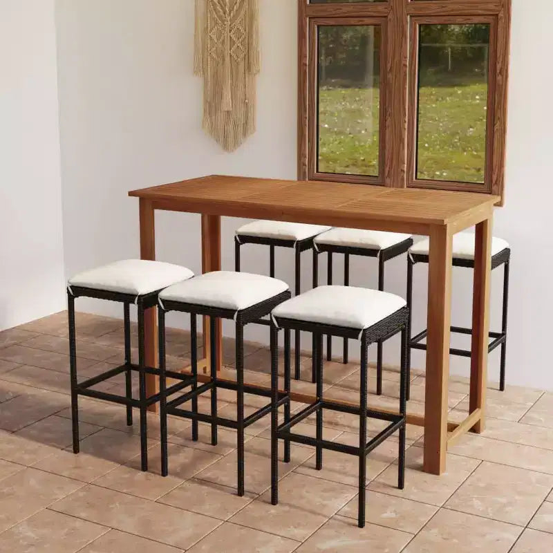 vidaXL Set da Bar da Esterno con Tavolo e Sgabelli, Set di Mobili da Giardino con Cuscini
