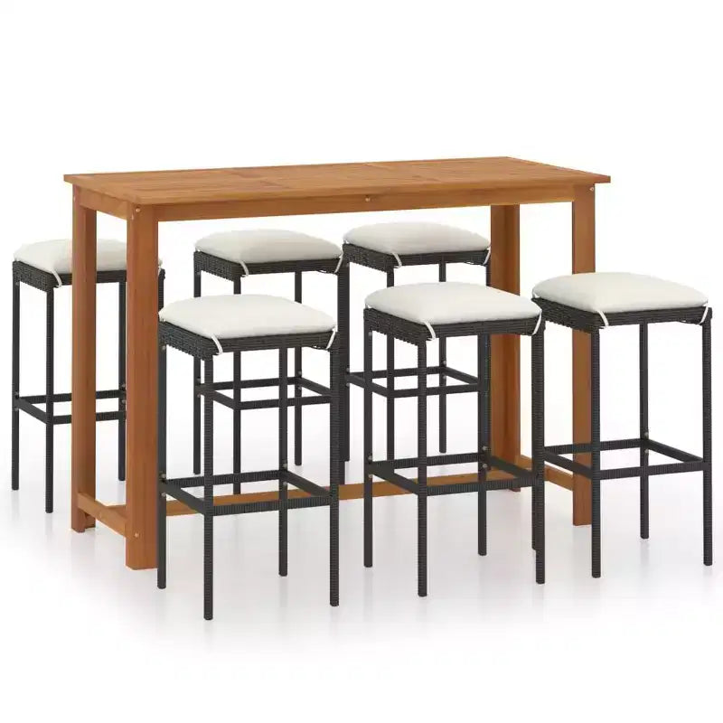vidaXL Set da Bar da Esterno con Tavolo e Sgabelli, Set di Mobili da Giardino con Cuscini