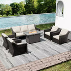Set da patio per esterni UPTIOT con tavolo braciere, divano e sedie per riunioni in giardino