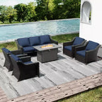 Set da patio per esterni UPTIOT con tavolo braciere, divano e sedie per riunioni in giardino