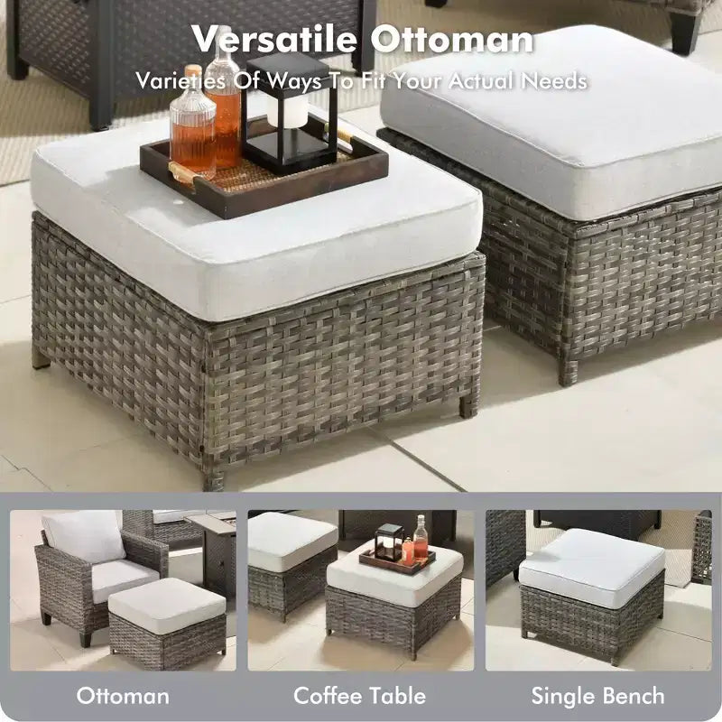 Set da 7 pezzi HOMLUX con sedie girevoli da patio e tavolo braciere, resistente agli agenti atmosferici