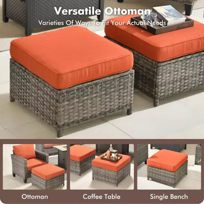 Set da 7 pezzi HOMLUX con sedie girevoli da patio e tavolo braciere, resistente agli agenti atmosferici