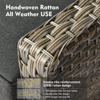 HOMLUX Set da conversazione da patio in vimini da 6 pezzi con divano a 3 posti con cuscino, sedie in rattan, poggiapiedi, tavolino da caffè