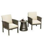 Set da conversazione da patio 3 pezzi in legno di acacia, mobili da esterno, 2 poltrone con tavolino laterale per giardino/patio/terrazza - ModernLuxe