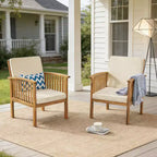Set da conversazione da patio 3 pezzi in legno di acacia, mobili da esterno, 2 poltrone con tavolino laterale per giardino/patio/terrazza - ModernLuxe