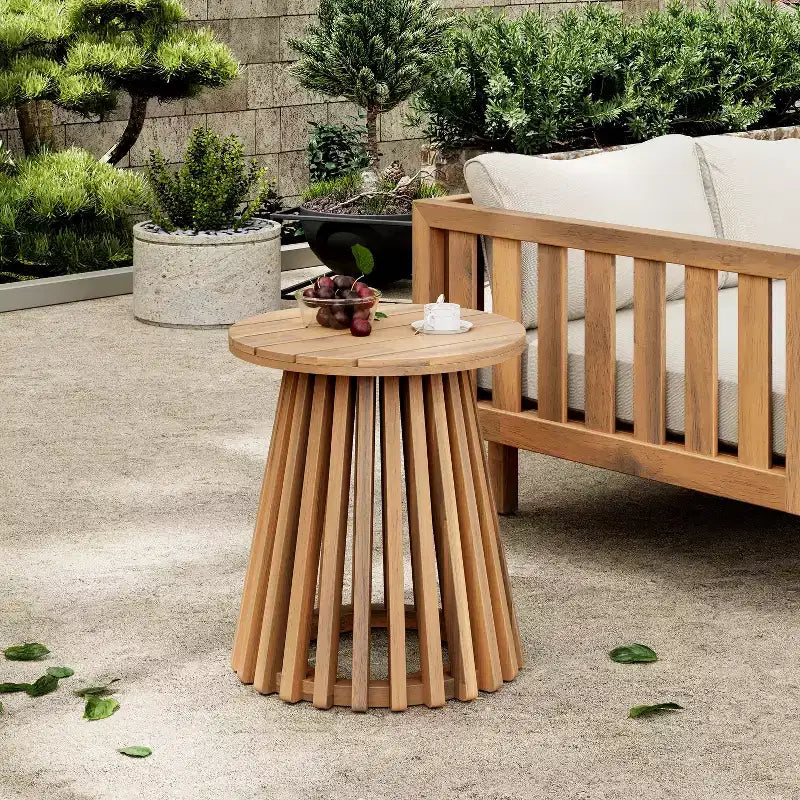 Set da conversazione da patio 3 pezzi in legno di acacia, mobili da esterno, 2 poltrone con tavolino laterale per giardino/patio/terrazza - ModernLuxe