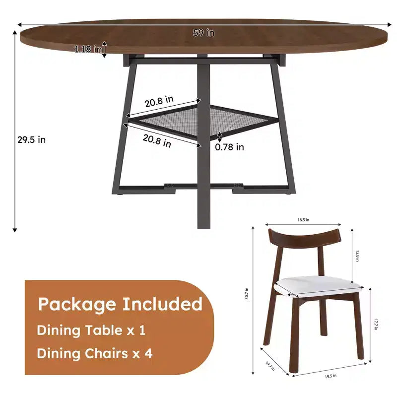 Set da pranzo estensibile GDFStudio Raj Modern 5 pezzi con 4 sedie imbottite in similpelle