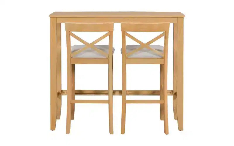 JVNOXK Set tavolo da pranzo rettangolare in legno in stile rustico da 48 pollici con due sedie, adatto per cucina, beige