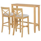 JVNOXK Set tavolo da pranzo rettangolare in legno in stile rustico da 48 pollici con due sedie, adatto per cucina, beige