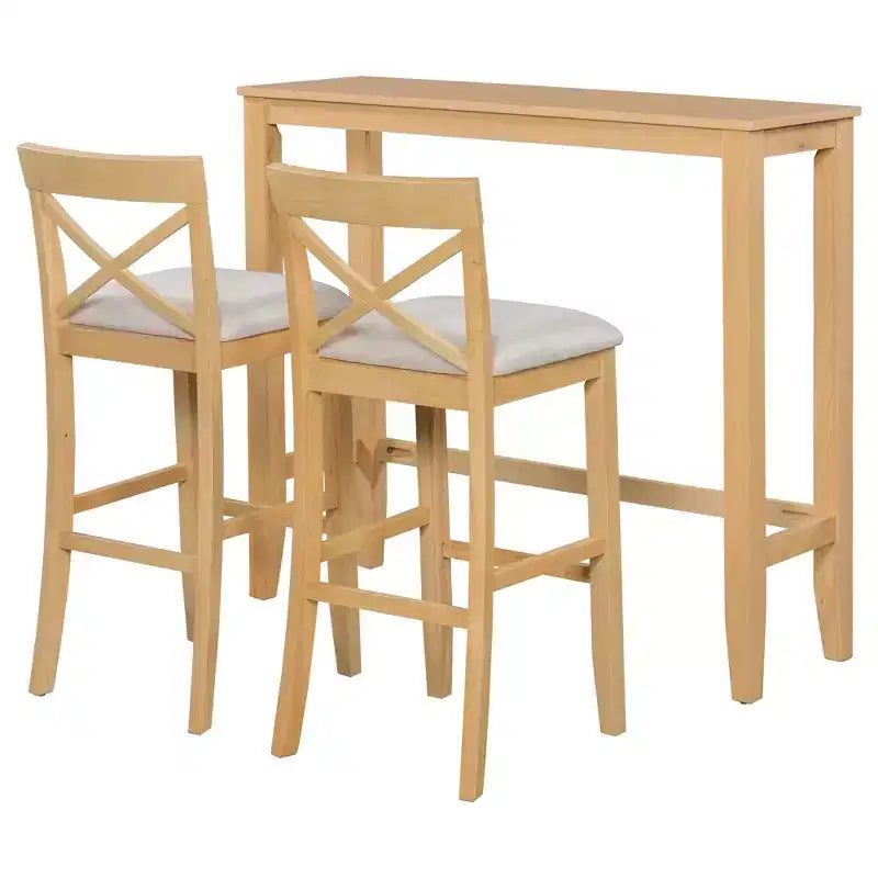 JVNOXK Set tavolo da pranzo rettangolare in legno in stile rustico da 48 pollici con due sedie, adatto per cucina, beige