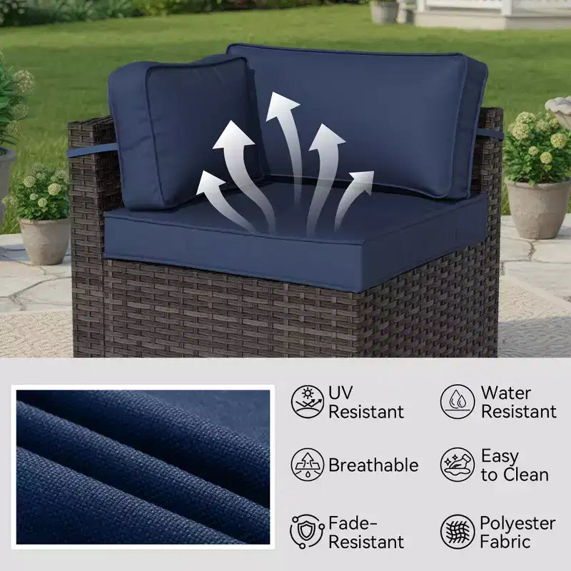 Set divano da esterno premium UPTIOT con chaise longue angolari, poltrone d'accento e tavolo braciere convertibile marrone per il massimo comfort in patio