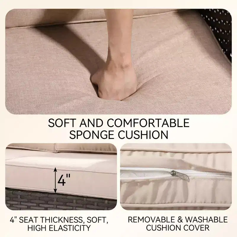 Set divano da esterno premium UPTIOT con chaise longue angolari, poltrone d'accento e tavolo braciere convertibile marrone per il massimo comfort in patio
