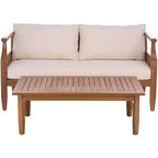 Alta Bench & Table Patio Set - Indoor/Outdoor - PAT6812 - Teak Brown/Cream - Safavieh
