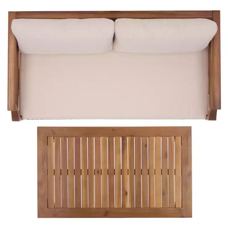 Set da patio Alta panca e tavolo - Interno/Esterno - PAT6812 - Teak Marrone/Crema - Safavieh