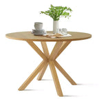 Moderno set da pranzo per 4, tavolo su piedistallo salvaspazio con sedie imbottite in boucle, schienale in rattan a rete, uso appartamento-Panipeachy