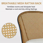 Moderno set da pranzo per 4, tavolo su piedistallo salvaspazio con sedie imbottite in boucle, schienale in rattan a rete, uso appartamento-Panipeachy
