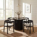 Set da pranzo rotondo moderno Christopher Knight Home Sonal da 5 pezzi con 4 sedie imbottite in legno di gomma