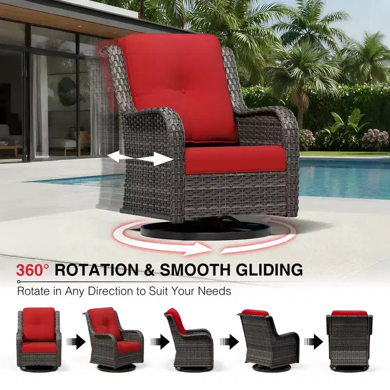 Set da esterno Premium UPTIOT con poltrone girevoli e pouf multiuso